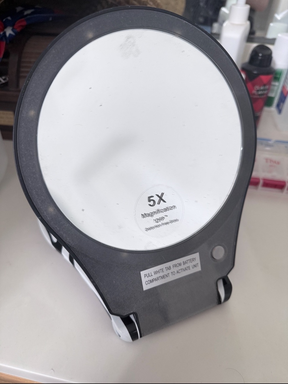 Source Unknown Black and White 5X Magnifying Makeup Mirror